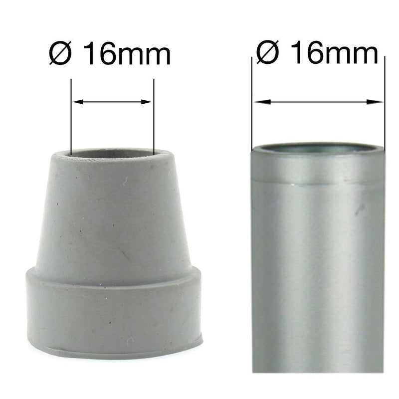 Lifeswonderful - QTY: 4x 16mm (5/8") Small Grey Replacement Rubber Ferrules Ends Tips for Quadruped Quad Walker Canes - BeesActive Australia