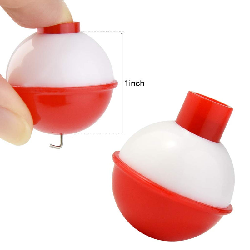 Bskifnn 50 PCS Round Fishing Bobbers 1 Inch Float Bobbers Push Button - Red and White ABS Material - BeesActive Australia