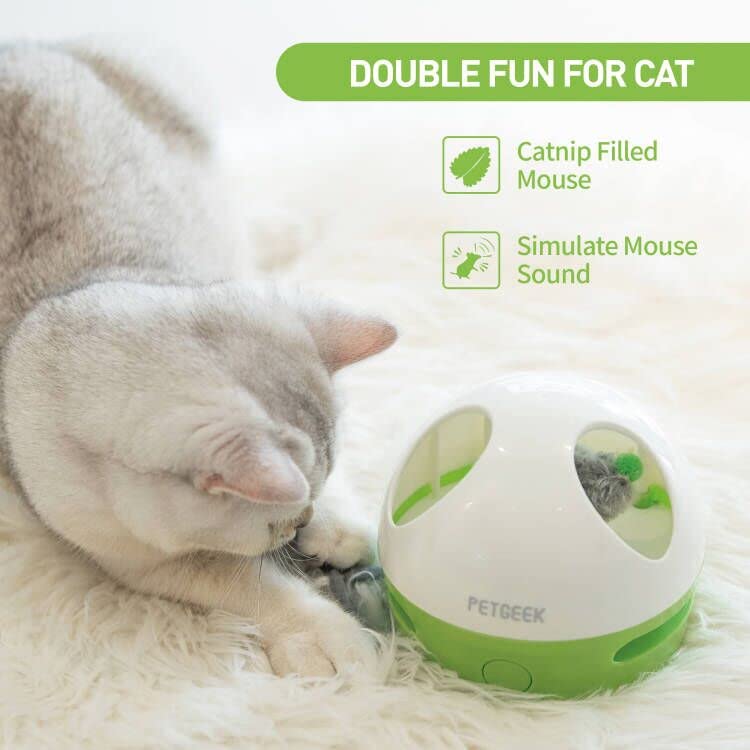 PETGEEK Interactive Cat Toy, Hide Mouse Cat Toy with Squeaky Mouse, Electronic Automatic Cat Toys with Catnip Filled Hidey Mouse, Cat Toys Interactive for Indoor Cats Exercise & Game green - BeesActive Australia