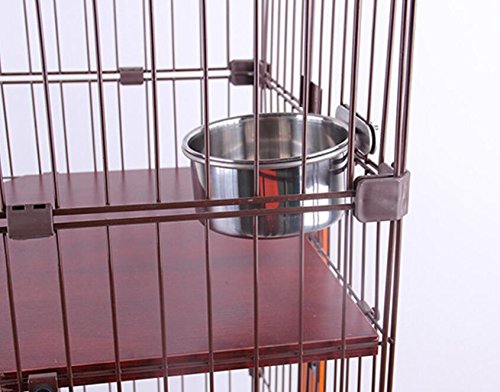 Pet Dog Coop Cups Stainless Steel Feeding Bowl with Clamp - Detachable Dog Cat Cage Kennel Hanging Bowl Metal Food Water Feeder Large - BeesActive Australia