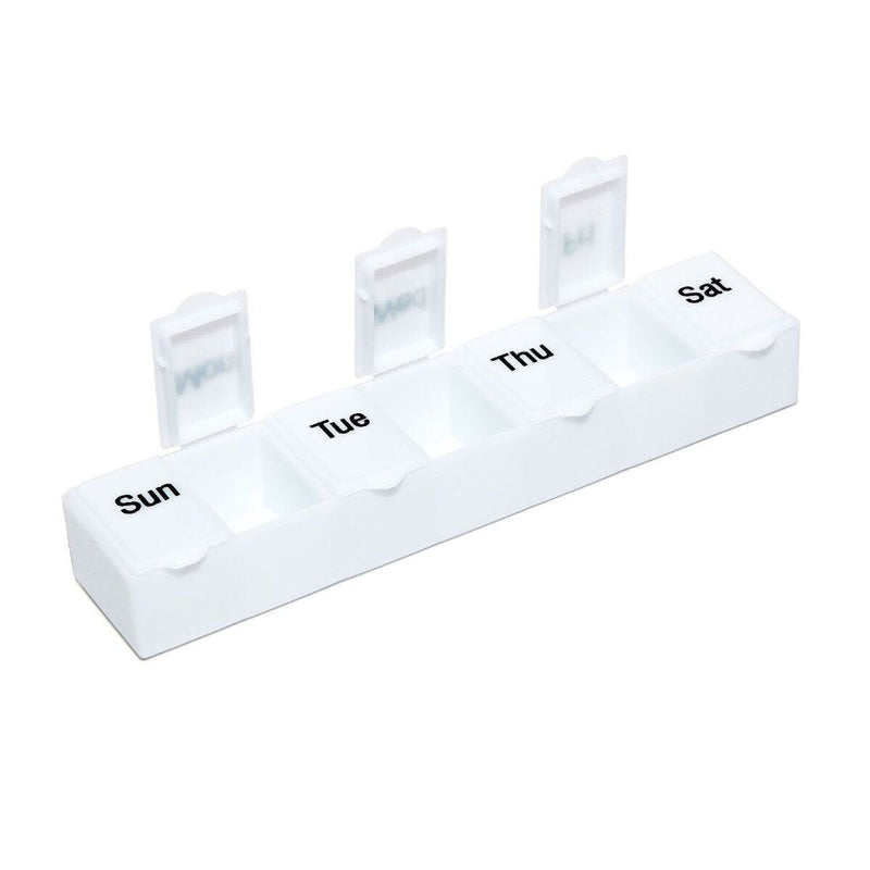 Safe and Sound Mini Pocket Sized 7 Day Pill Box, Pop-open-catch lids White 1 Count (Pack of 1) - BeesActive Australia