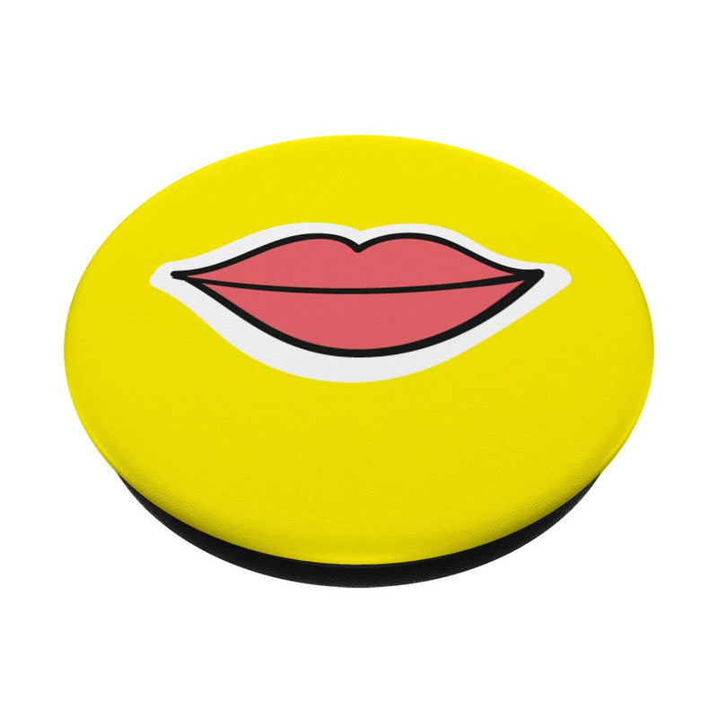 Lipstick Retro Pop Art Style For Makeup Lovers MUA Yellow PopSockets Grip and Stand for Phones and Tablets Black - BeesActive Australia