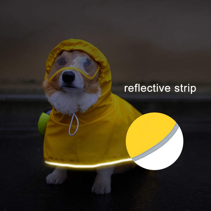 Dog Raincoat with Hood for Small Dog,Medium Dog,Luccalily Waterproof Dog Rain Jacket with Reflective Strip Adjustable Belly Strap Lightweight Poncho with Storage Bag Medium Yellow - BeesActive Australia