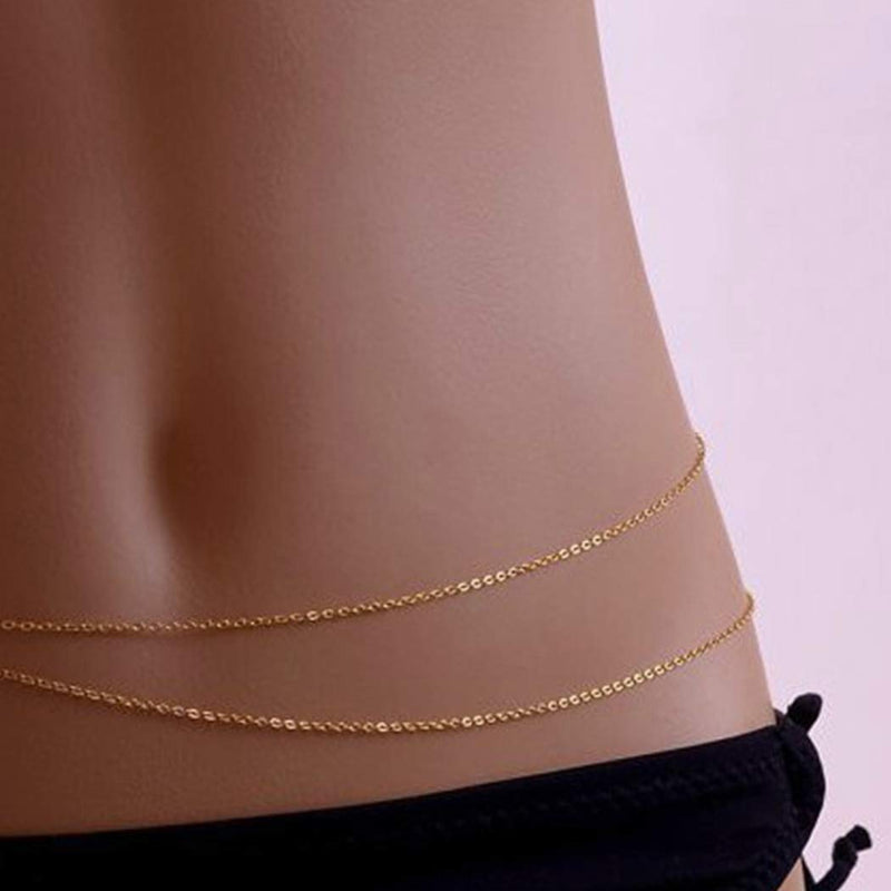 Funyrich Simple Layered Body Chain Gold Bikini Chain Beach Belly Chain Jewelry for Women and Girls - BeesActive Australia