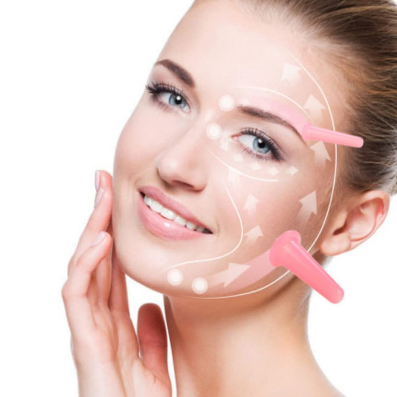 YILINNA 4 Pcs Silicone Facial Cupping Therapy Set Vacuum Massage Cup Kit Body Cupping Cup Set for Face Neck Back Eyes Massage Vacuum Cans Suction Anti Cellulite Massager Health Care (Pink) Pink - BeesActive Australia