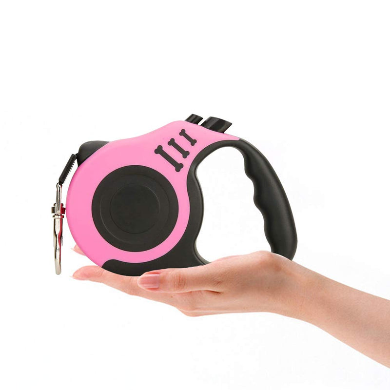 Retractable Dog Leash with Non-Slip Handle, Walking Leash for Small/Medium/Large Dog or Cat, Tangle Free Strong Nylon Tape, One-Handed Brake, Pause, Lock Pink S - BeesActive Australia