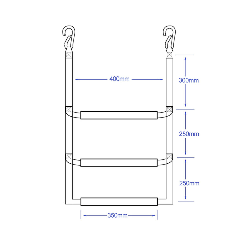 Young Marine Rope Ladder for Inflatable Boat, Kayak, Motorboat, Canoeing (3 Step) 3 STEP - BeesActive Australia