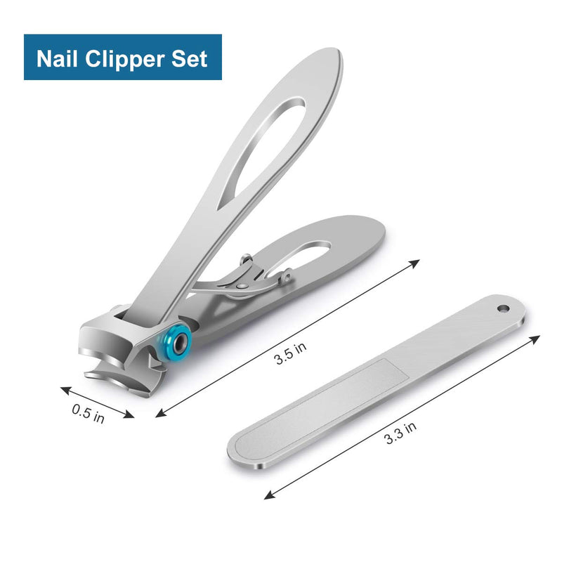 Nail Clipper for Thick Nail–15mm Wide Jaw Opening Oversized Stainless Steel Toenail Cutter with Nail File,Extra Large Fingernail Toenail Clippers for Men,Sliver - BeesActive Australia