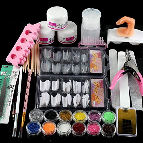 YETHAN Acrylic Powder Glitter Nail Tools, False Nail Tips Nail Art Kit Nail Art Decoration - BeesActive Australia
