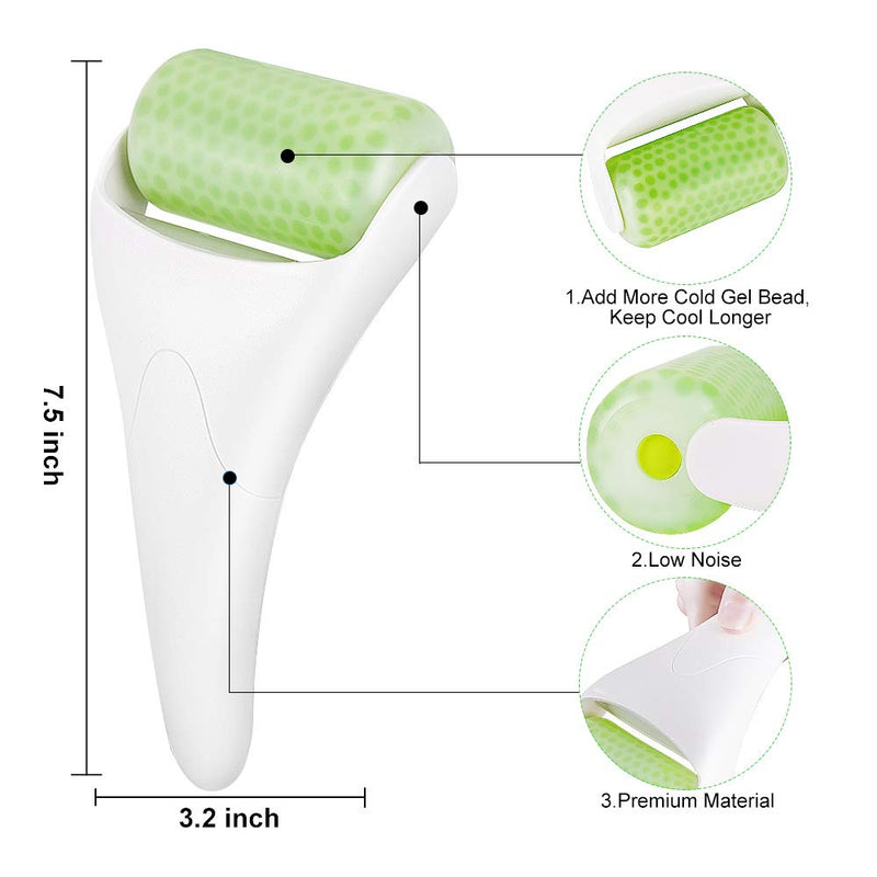 BFASU Ice Roller for Face & Eye Puffiness Migraine Relief, Ice Face Rollers for Women Facial Massager, Minor Injury, Headaches Relief, Anti Wrinkle Skin Care Product White-Green - BeesActive Australia