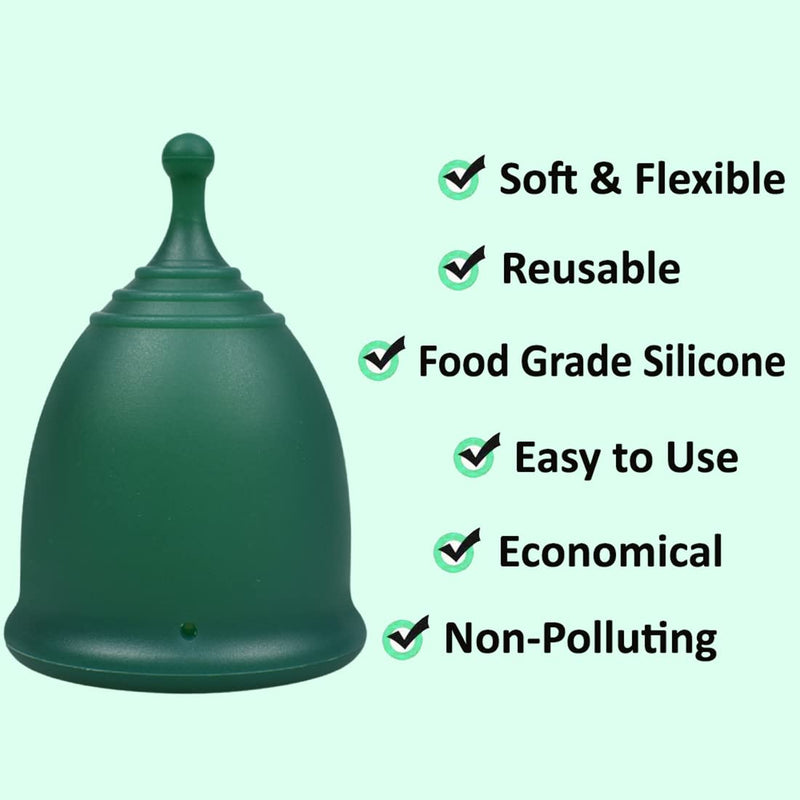 SHORDY Menstrual Cup, Single Pack (Large) with Box, Soft & Flexible, Copa Menstrual Kit for Women | Up to 12 Hours of Comfort, Eco-Friendly & Safer Alternative to Pads & Tampons (Green) Large (Pack of 1) Green - BeesActive Australia