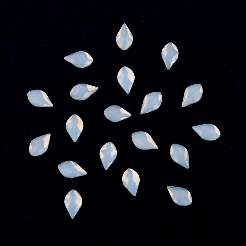 50pcs White Opal Nail Crystals 2 Size Flame Shape Rhinestones Design 480pcs Round Flatback Stones ss3 to ss20 Mix for Nail Art Decoration White Opal Flame - BeesActive Australia