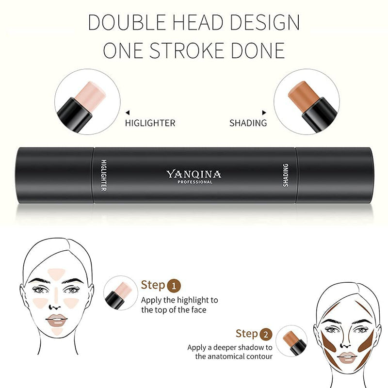 Mysense 6 Colors Contour Stick,Contour Concealer Highlighter Stick,Double Head Body Face Brightens & Shades Make Up Foundation Cream Pen,3pcs 01+02+03 - BeesActive Australia