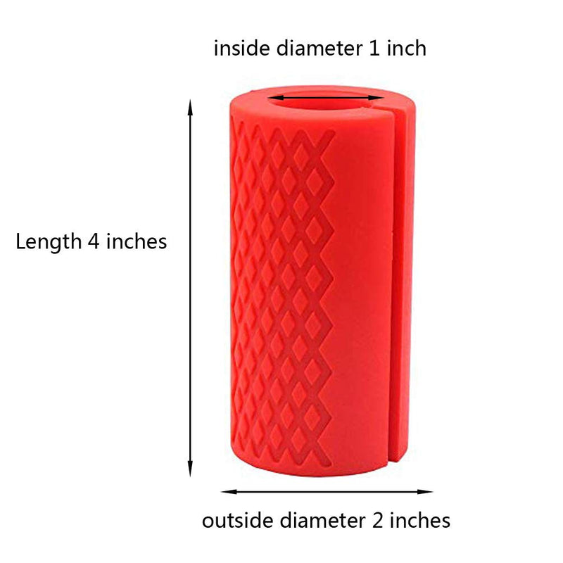IADU Barbell Thick Bar Grips - Weightlifting Bar Grips Standard Dumbbell Handles Stress Relieve Barbell Hand Protector, Pair of Pull Up Tape Arm Blaster Adapter for Sports Workout (Red) - BeesActive Australia