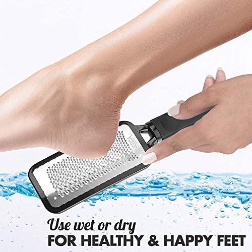 Pedicure Kit Foot Scrubber - (2-Pack) X-Large Ultimate Foot File and Callus Remover Tool | Stainless Steel Surface Heel & Feet Exfoliator | Professional Spa Quality Pumice Stone Rasp Dead Skin Remover - BeesActive Australia