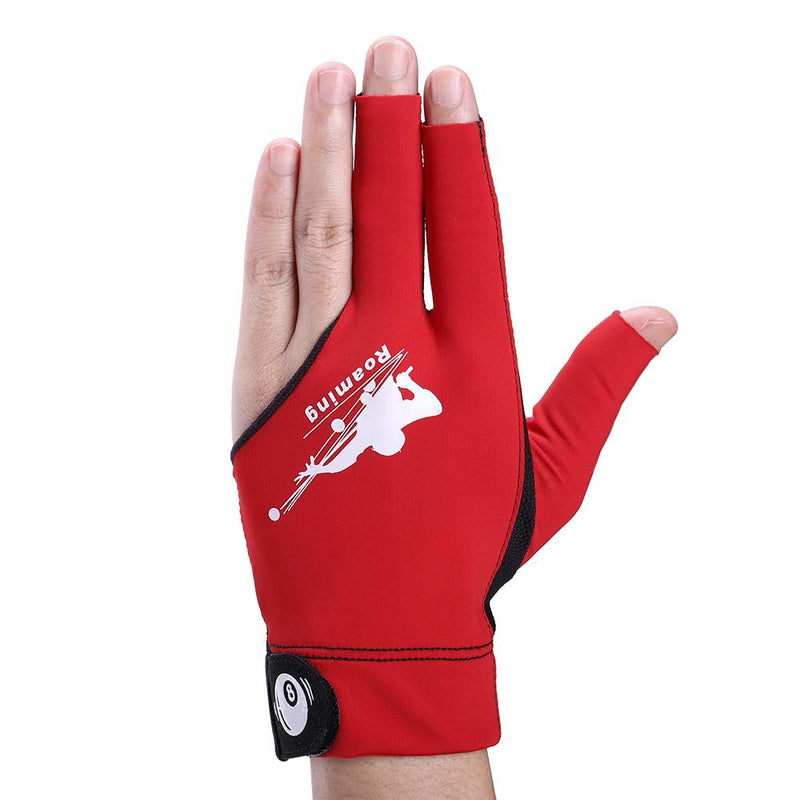 [AUSTRALIA] - Roaming Quick-Dry Breathable Billiard Pool Gloves, Shooters Carom Snooker Cue Sport Glove Fits on Left or Right Hand Red L-XL 