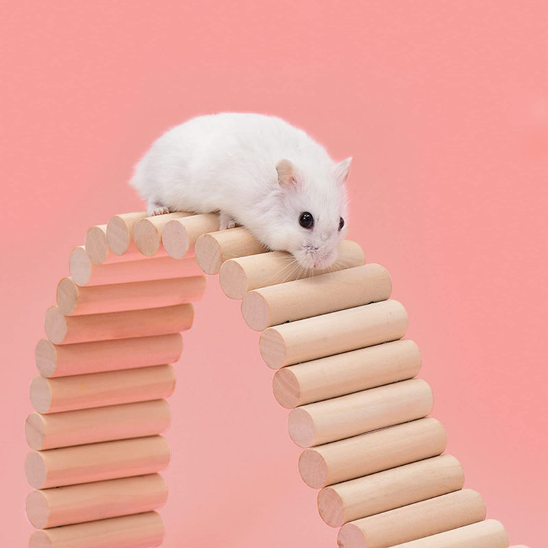 Rat Ladder Bridge, Wooden Hamster Climbing Ladder Toy, Small Animals Cage Accessories for Bird Parrot Hamster Mouse Rat Sugar Glider Hermit Crab Sugar Glider Chinchilla(23.62x3.14 Inches) - BeesActive Australia