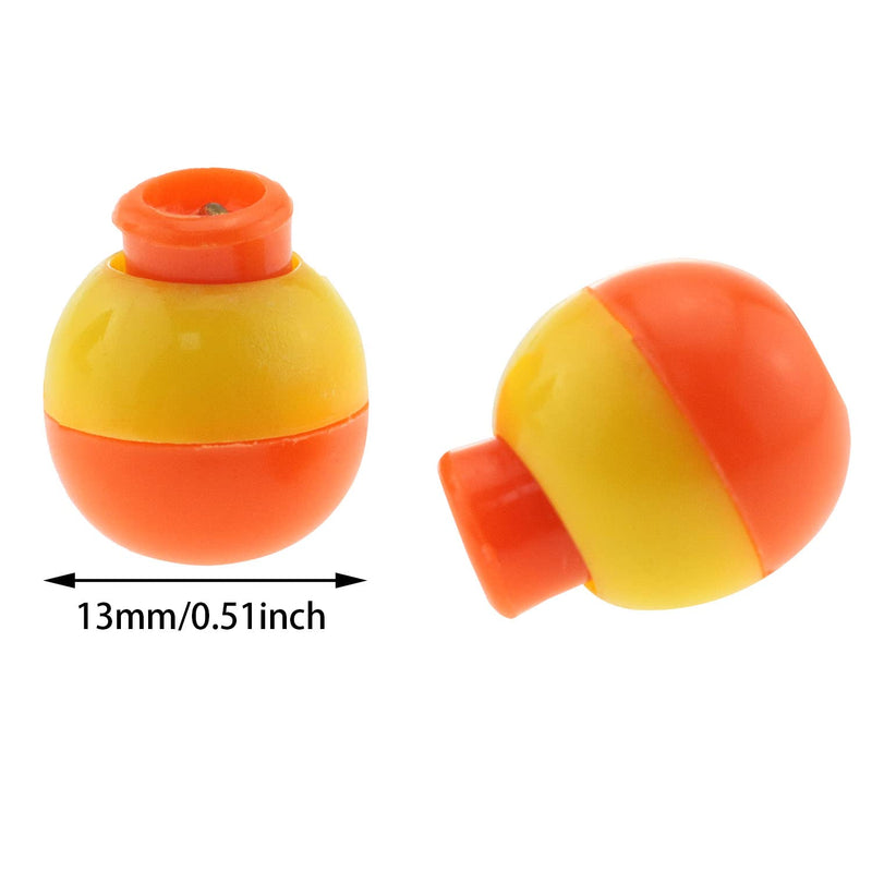 CSNSD Fishing Bobber 10PCS 1/2Inch Yellow and Orange ABS Fishing Push Button Snap-on Round Float Bobber - BeesActive Australia