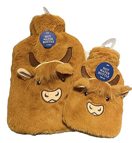 Hairy Highland Cow Hot Water Bottle - Tan and Brown (Medium 2000 ml) Medium 2000 Ml - BeesActive Australia