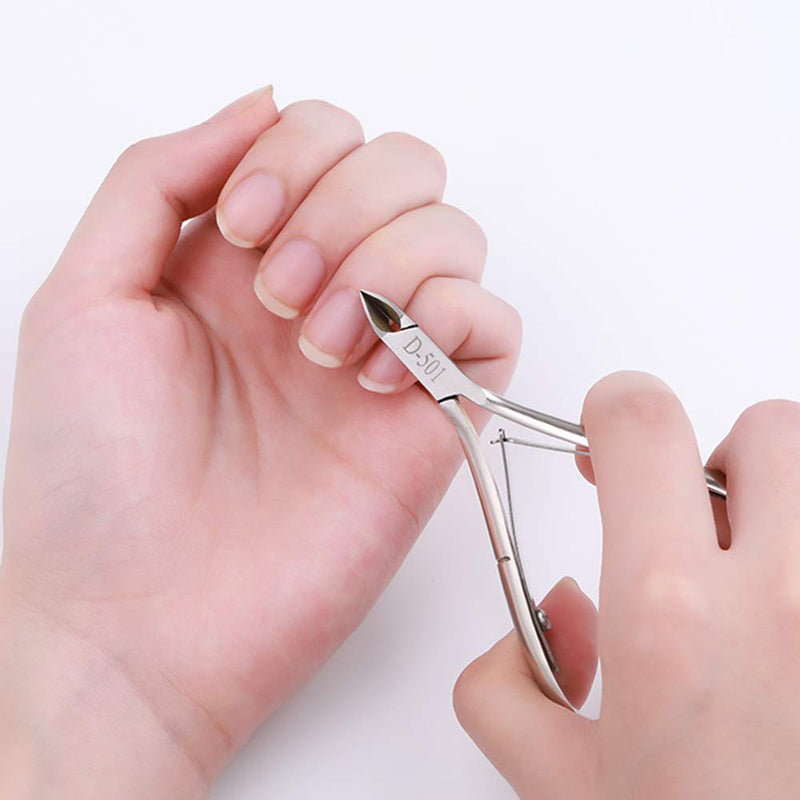 Huture Stainless Steel Cuticle Nippers with Cuticle Clipper Cutter Remover Pedicure Manicure Tool Cuticle Pusher Dead Skin Remover Scissor Plier Durable Pedicure for Fingernails and Toenails Silver - BeesActive Australia