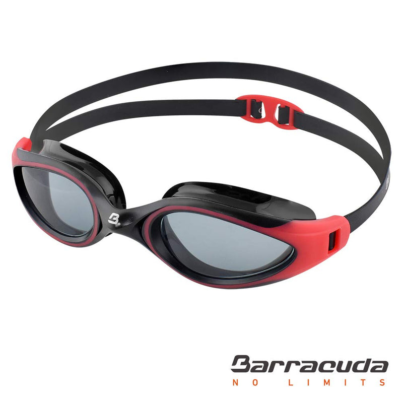 [AUSTRALIA] - Barracuda Swim Goggle AQUATEC - Curved Lenses, Anti-Fog UV Protection, One-Piece Frame Soft Gaskets, Easy Adjusting Comfortable Leak Proof Fashion for Adults Men Women #35125 Black/Smoke 