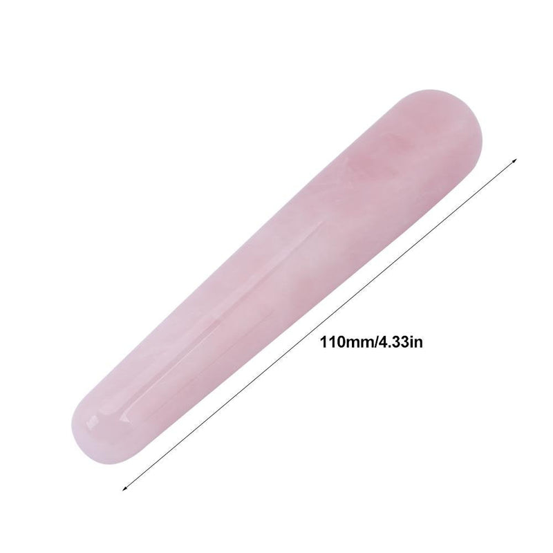 FTVOGUE Massage Stone Rose Natural Quartz Crystal Face Massage Wand Stone Smooth Stick Massaging Treatment Tool Pink 110mm(Pink) - BeesActive Australia