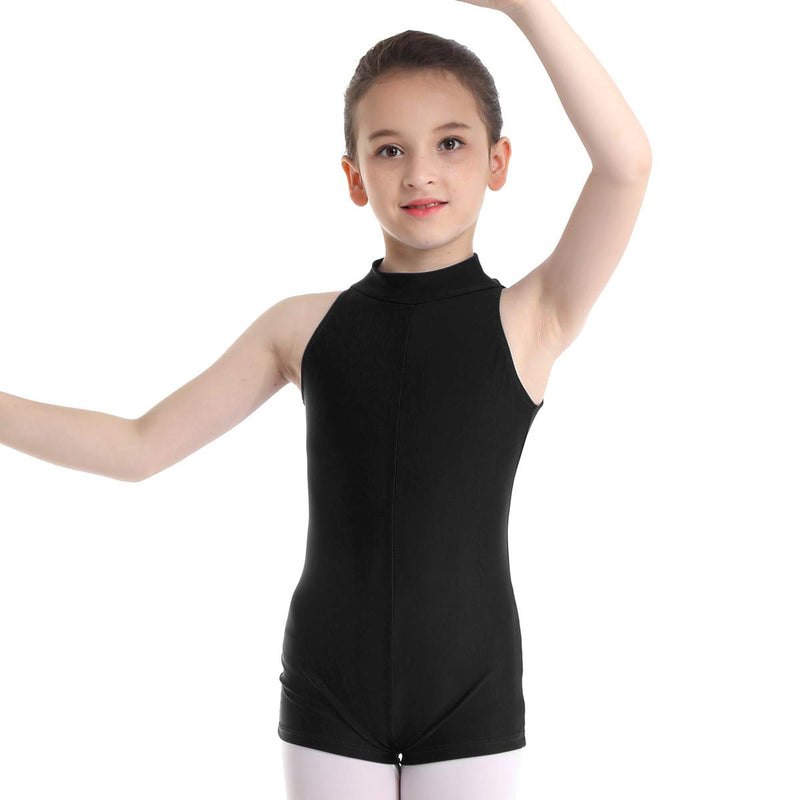 ACSUSS Kids Girls Sleeveless Zipper Back Mock Neck Ballet Gymnastics Leotard Biketard Bodysuit Jumpsuit Dancewear Black 3-4 - BeesActive Australia