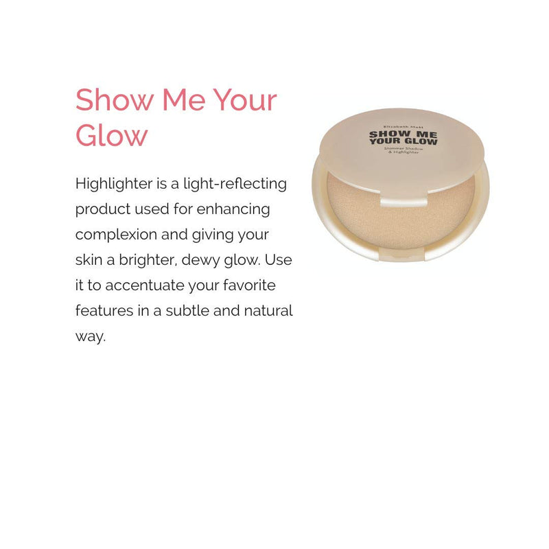 Cruelty-Free and Paraben-Free Natural Face Glow Highlighter Makeup: Elizabeth Mott Show Me Your Glow Shimmer Shadow and Highlighter - Illuminating Pearl Highlight - Compact Powder Highlighter (10g) - BeesActive Australia