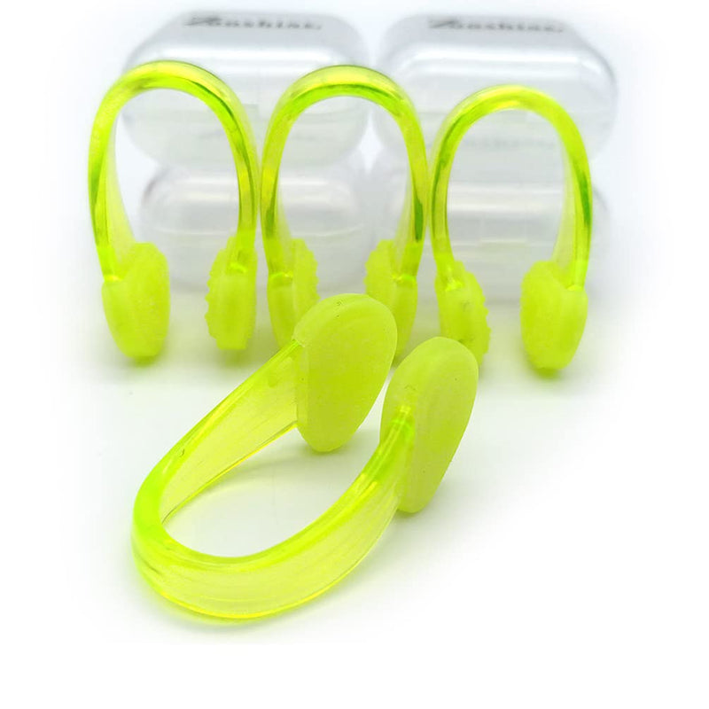 Set of 4 Waterproof Swimming Nose Clips for Adults Kids Age 8+ Nose Plugs for Diving Swimming and Other Water Sports (Yellow) Yellow - BeesActive Australia