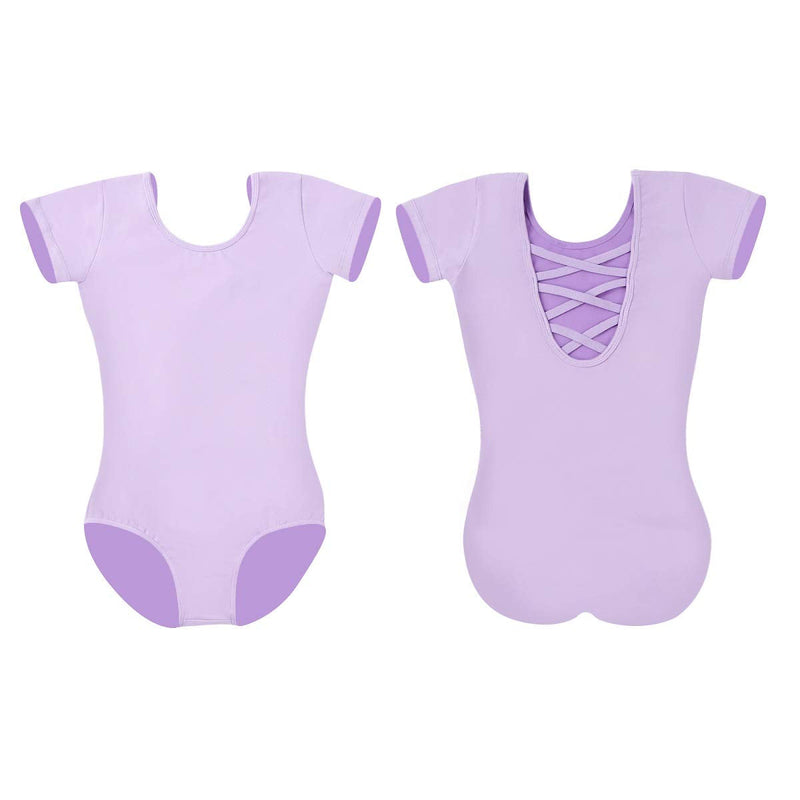 Ballet Leotard for Girls, Basic Dance Ballet Leotards Short Sleeve, Crisscross Straps Back Dance Tops for Girls/Toddlers Purple 10-12 Years - BeesActive Australia