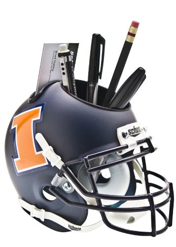 Schutt NCAA Illinois Fighting Illini Football Helmet Desk Caddy Matte Navy Alt. 1 - BeesActive Australia