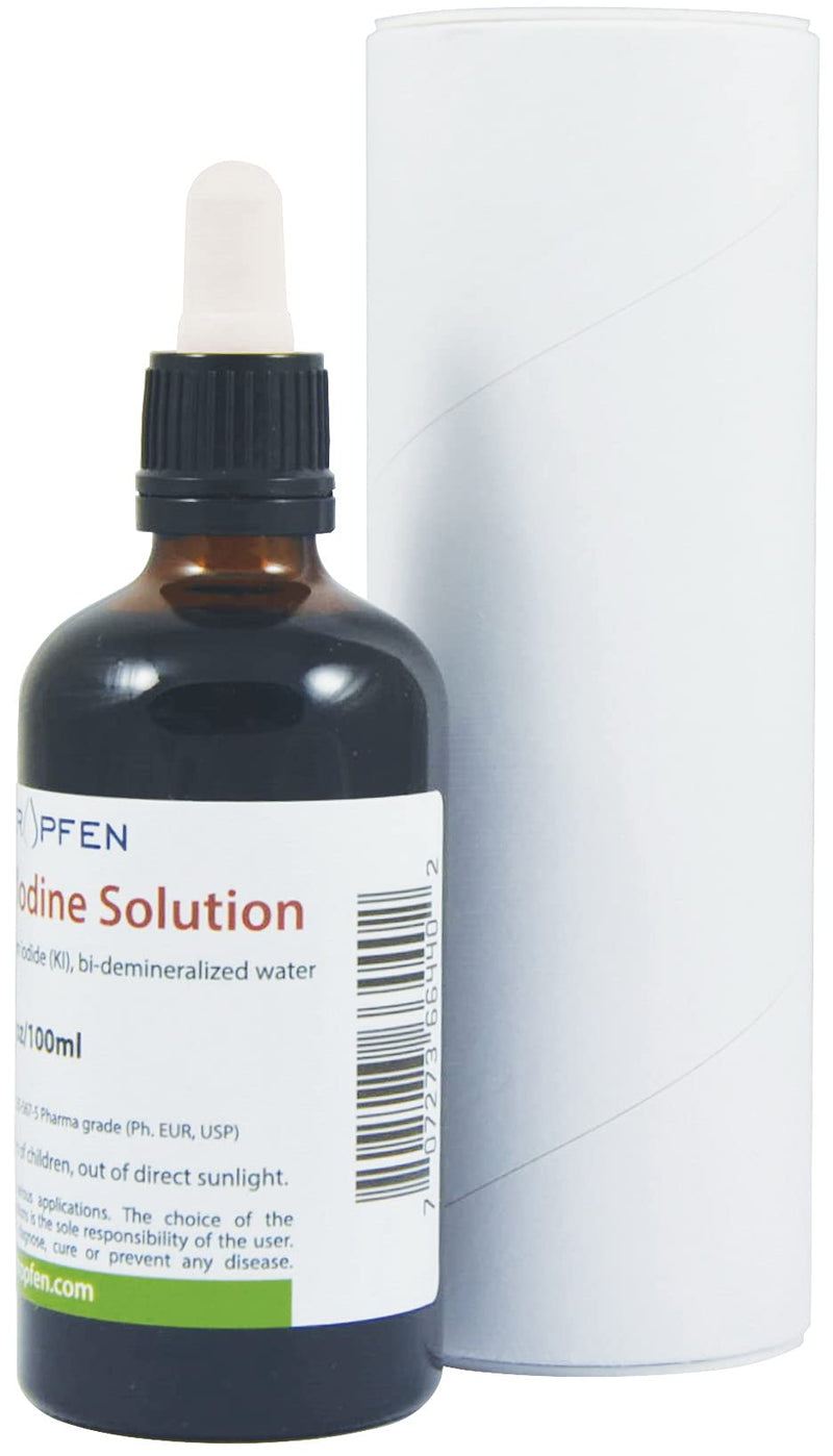 Lugols Iodine Solution 5% 3.4 Oz - 100 ml | 15% liquid formulation | 5 percent Iodine Supplement - Liquid Drops | Thyroid Support | Made with 5 Percent Iodine and 10% Potassium Iodide | Heiltropfen� - BeesActive Australia