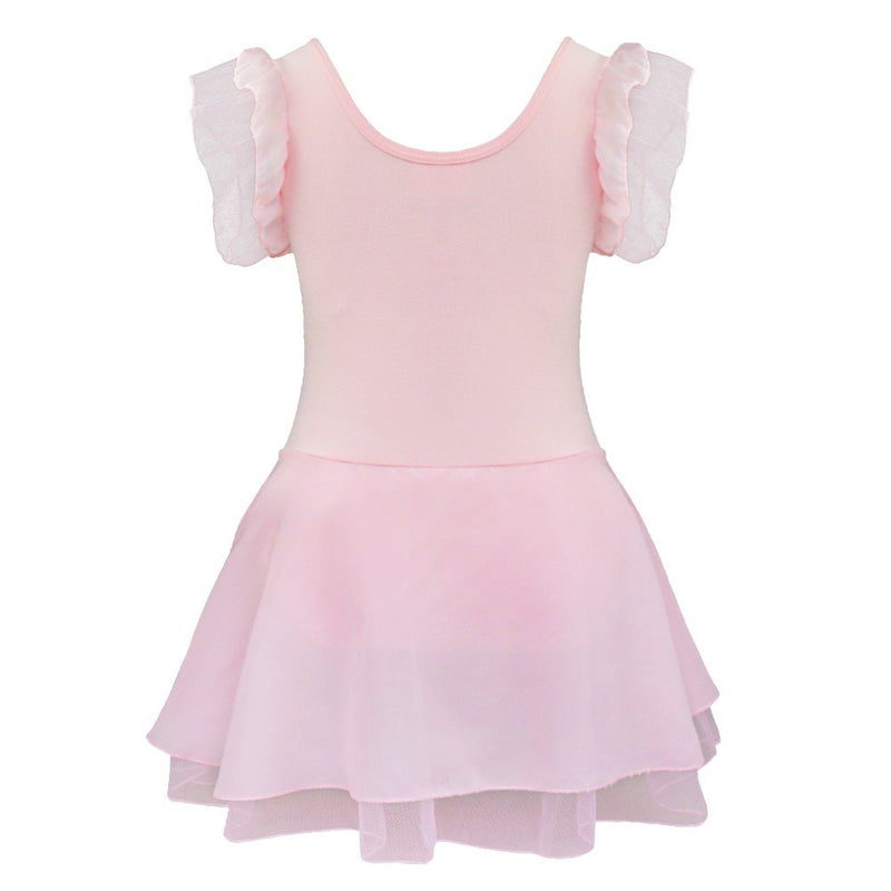 [AUSTRALIA] - MSemis Kids Girls Ruffles Sleeve Tank Leotard Skirts Ballet Dance Gymnastics Ballerina Princess Dress Pink 5 / 6 