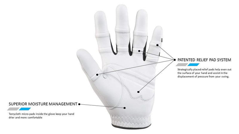 Bionic Gloves –Men’s StableGrip Golf Glove W/ Patented Natural Fit Technology Made from Long Lasting, Durable Genuine Cabretta Leather. Cadet Small Left - BeesActive Australia
