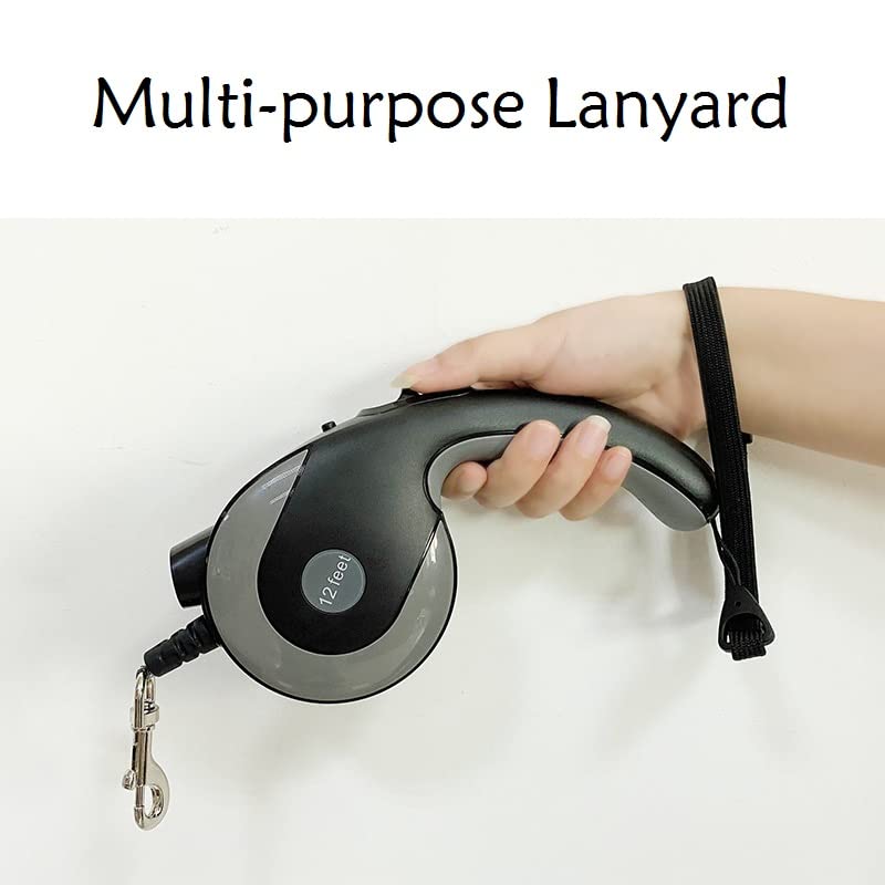 Morn Light Retractalb Dog Leash with Built-in Led Flashlight 3.6 M Nylon Dog Leash Sliding Lock Push Button Powered by AAA Batteries(Black) - BeesActive Australia