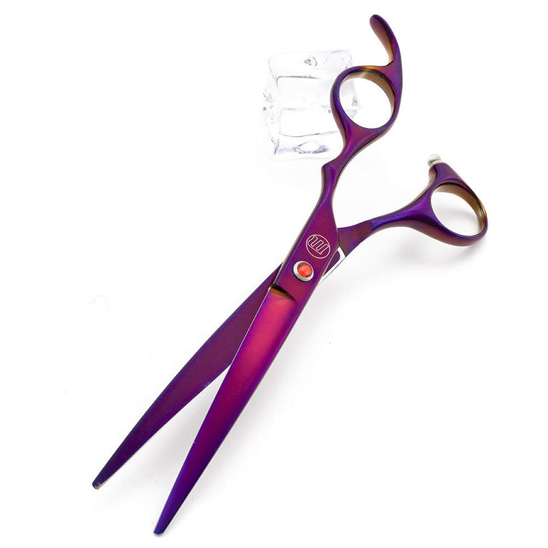 Moontay Professional 7.0/8.0 inches Dog Grooming Scissors Set, 4-Pieces Straight, Upward Curved, Downward Curved, Thinning/Blending Shears for Dog, Cat and Pets, JP Stainless Steel 7 Inch (Pack of 4) Purple - BeesActive Australia