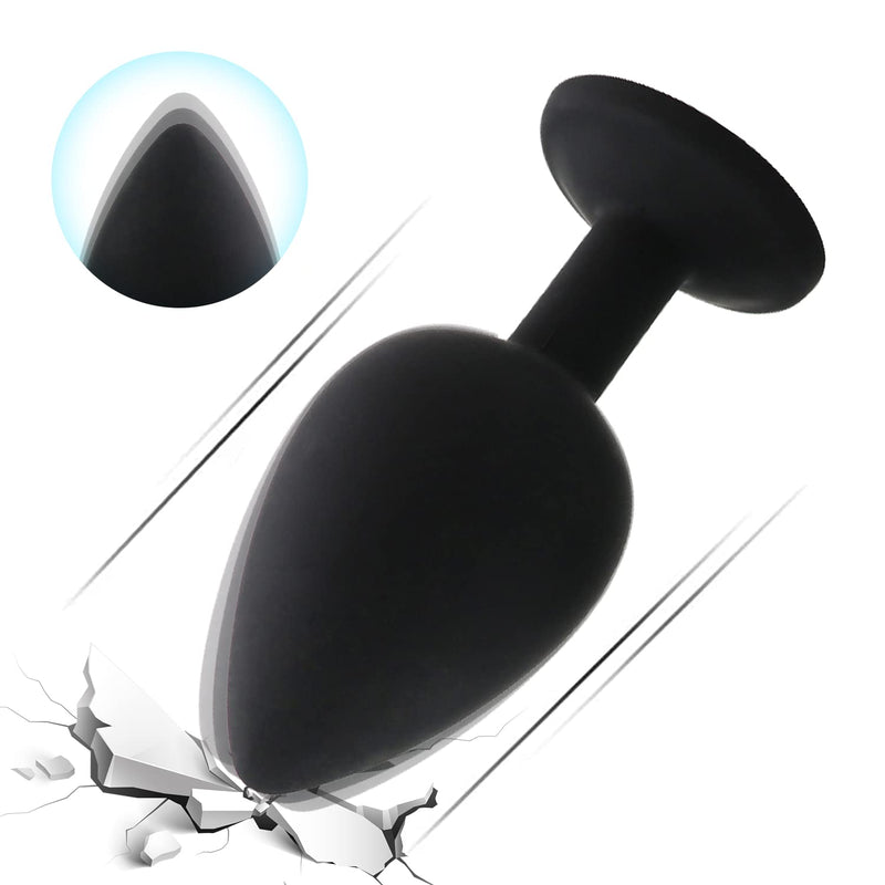 Black Soft Butt Pugs Anales Training Kit Tapered Silicone Convenient Items for Couple Women Men Beginner Fun Games Set of 3 (New Black) New Black - BeesActive Australia