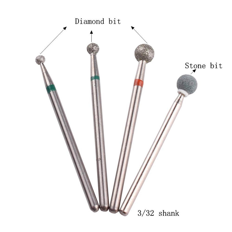 MZCMSL Round Ball Cuticle Drill Bits, Diamond Nail Drill Stone Bit,4pcs Ball Head - BeesActive Australia