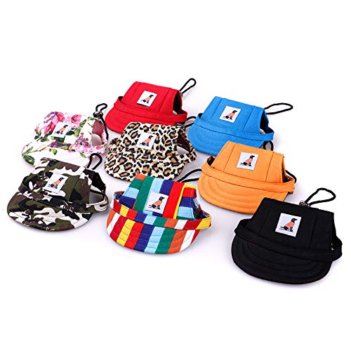 Gogobuddy Dog Hats, 8 Packs Multi-Color Pet Baseball Cap Puppy Sport Hat Outdoor Sunbonnet Cap with Ear Holes and Adjustable Neck Strap for Small Medium Large Dogs and Cats - BeesActive Australia