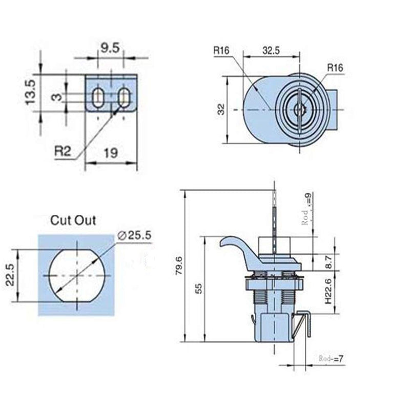 [AUSTRALIA] - 2PCS Push Button Series Plastic & Metal to Close Latch with Locking for Marine Boat Tool Box, Glove Box 