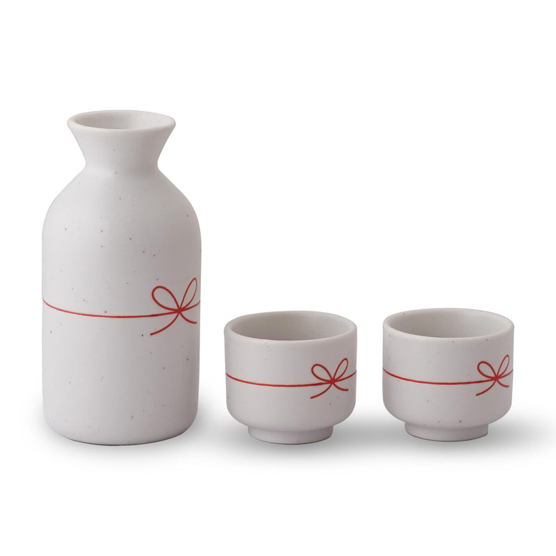 Sake Tokkuri and Sake Cups(2pcs) Set, 7.1 floz -Celebratory Collection-Japanese Sake Mino Ware Pottery with Gift Box, Made in Japan - BeesActive Australia