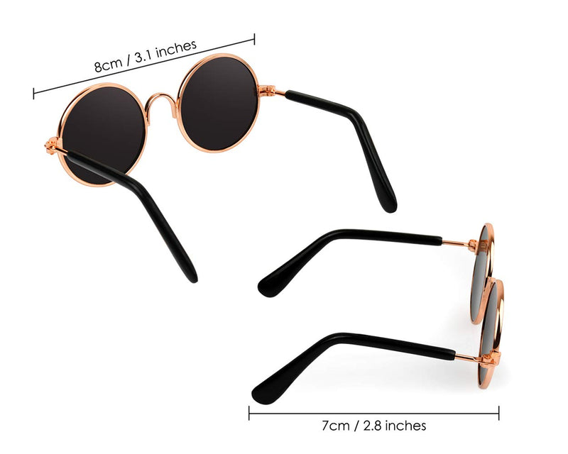 DS. DISTINCTIVE STYLE Retro Round Sunglasses with Golden Plastic Chain for Pet Cats and Small Dogs Cool and Funny Spectacles Pets Photo Props for Taking Pictures - BeesActive Australia