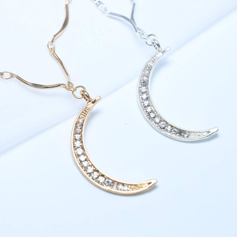 TseanYi Boho Moon Pendant Necklace Silver Satellite Chain Layered Necklaces Choker Horn Crescent Clavicle Chain Necklace Jewelry for Women and Girls (Silver) - BeesActive Australia