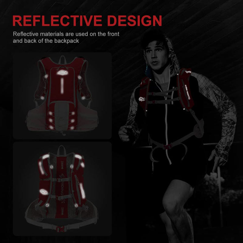 INOXTO Hydration Pack Backpack ，Water Backpack with 2L Leakproof Water Bladder, Running Hydration Vest for Man, Daypack for Cycling Motocross Climbing Trail Running Red - BeesActive Australia