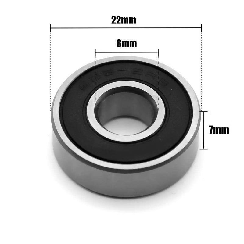 Wellgo 608-2RS Ball Bearings Skateboard Bearings Double Rubber Sealed Shielded Miniature Deep Groove Bearings 8mm x 22mm x7mm for Skateboards Inline Skate Scooter Roller Blade Skates etc -10pcs - BeesActive Australia