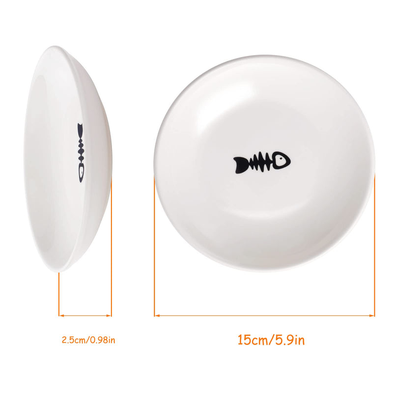 Ceramic Cat Food Plates: Cat Wet Food Bowls Cat Feeding Wide Bowls to Stress Relief of Whisker Fatigue Cat Dishes White & Black - BeesActive Australia