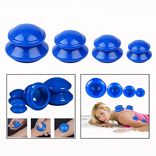 OFKPO 4PSC Different Size Suction Cupping Therapy Set Home Spa Cupping Massage Kit Rubber Cup Massage Kit For Body Massage And Pain Relief (Blue) - BeesActive Australia