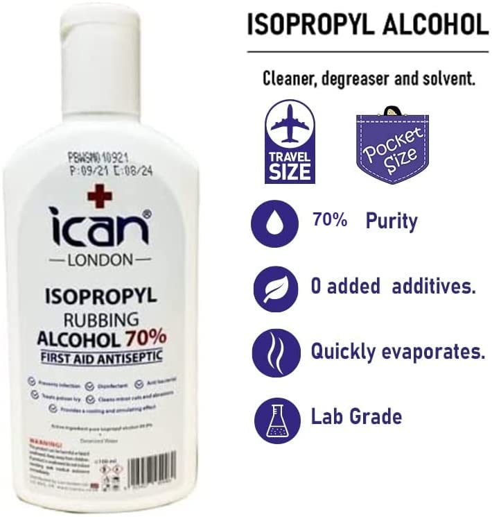 ican london isopropyl rubbing alcohol 70% first aid antiseptic Disinfectant 100ML 100 ml (Pack of 1) - BeesActive Australia