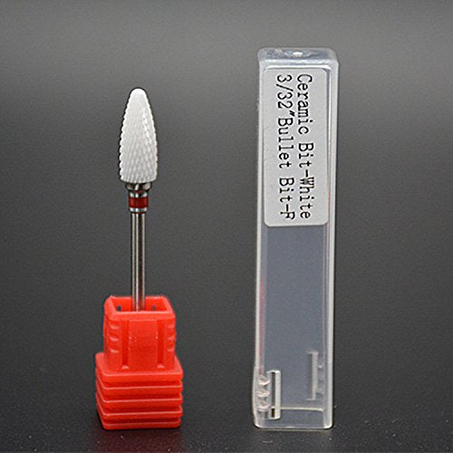 Ceramic Nail Drill Bit, River Lake Professional USA Electric Nail Drill Bits for Acrylic Nails, Safety Cuticle Clean Gel Remove, 3/32" Shank Size for Manicure Electric Dill File,(Grit: FINE) - BeesActive Australia