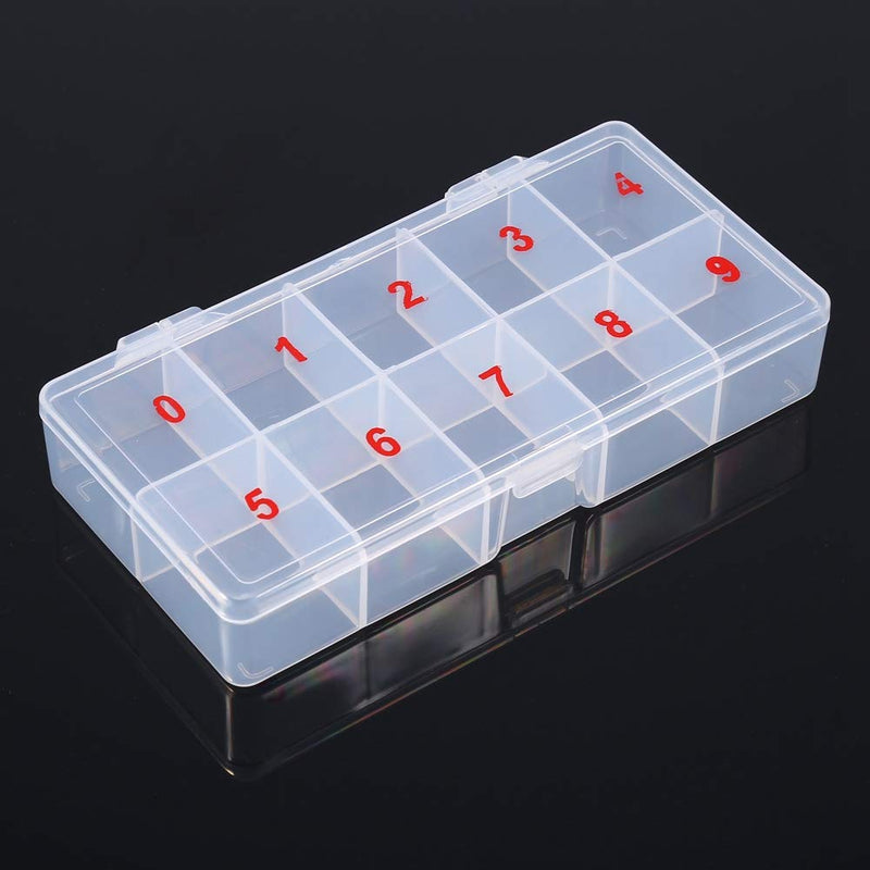 Nail Tips Box 10 Slots Transparent Plastic Empty Transparent False Nail Art Tips Storage Case Box Container Ideal to Store Nail Art Decorations Nail Gel - BeesActive Australia